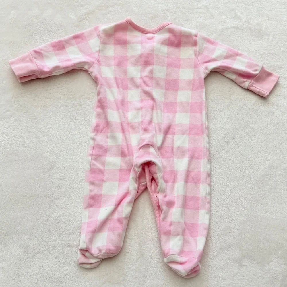 Miniwear Pink White Gingham‎ Baby Bunting Sleepsuit 3-6 Months Cotton